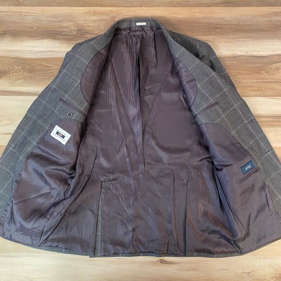 Joseph Abboud Blazer Men 42L Wool Gray Glen Plaid 2 Button Jacket - Picture 12 of 15